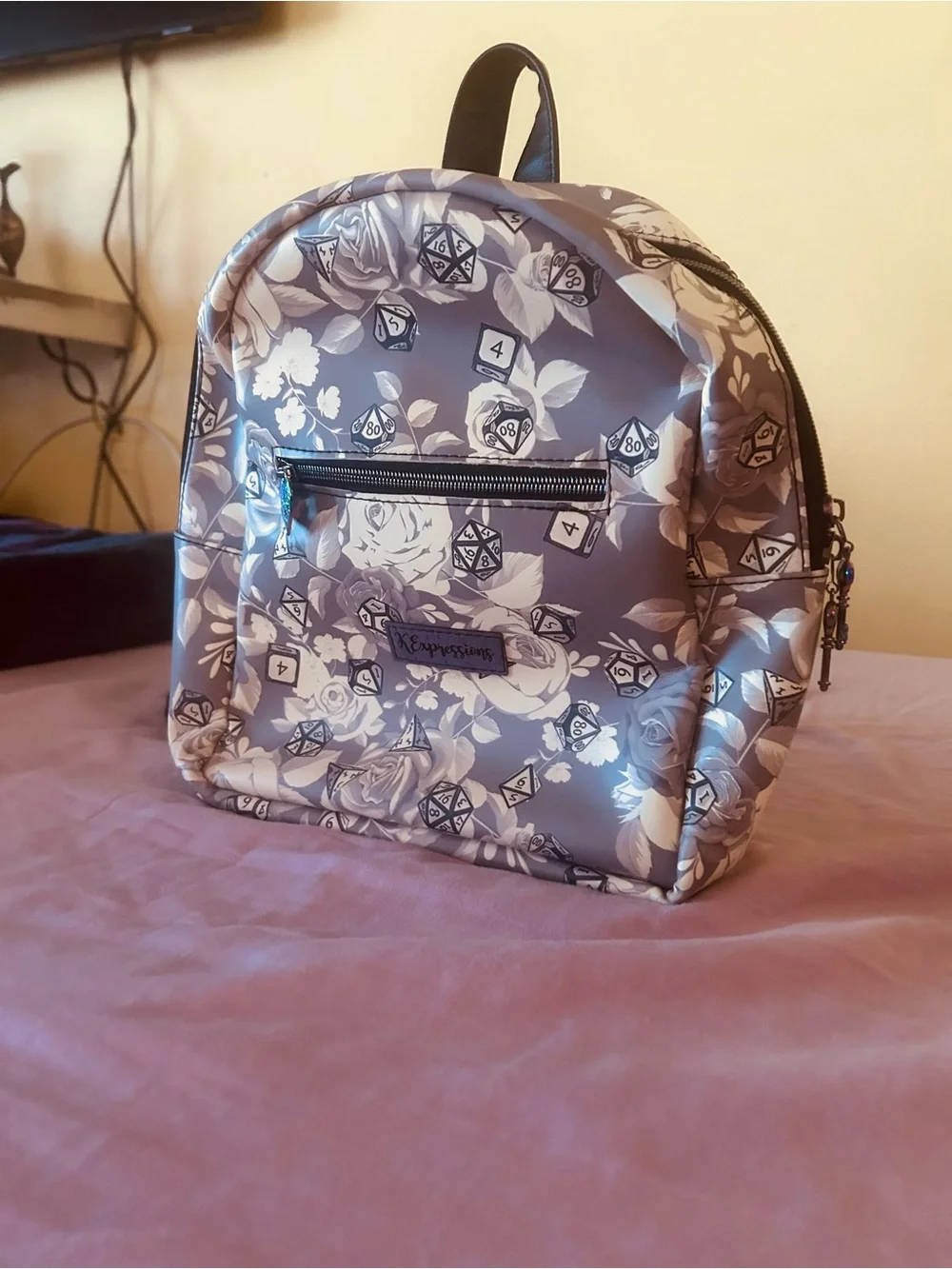 Loungefly Gray Floral & Dice Mini Backpack